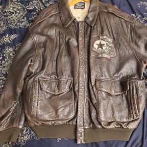 Avirex Brown Leather Bomber Jacket